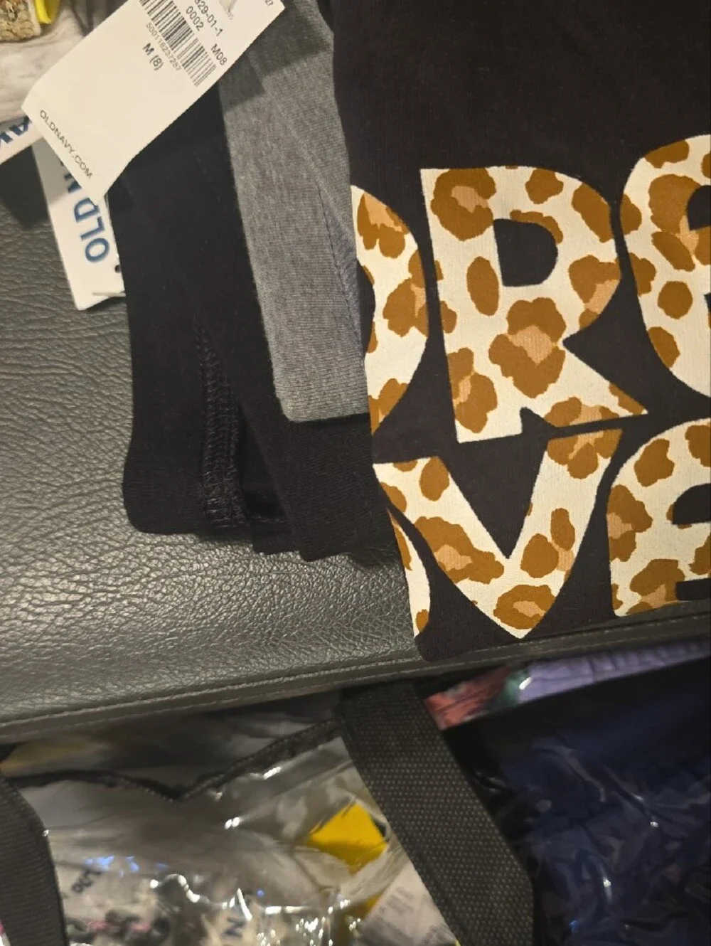 Old Navy Black & Gray Girls' Biker Shorts 3-Pack with Leopard Print Accent Shirt